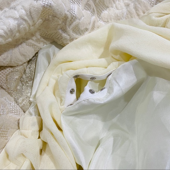 NOTICE | Cream Metallic Gold Brocade Wool Blend Bandeau Strapless Mini Dress - Picture 10 of 16